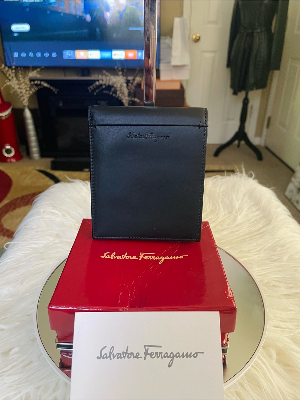 Salvatore Ferragamo Black Smooth Leather Card Holder